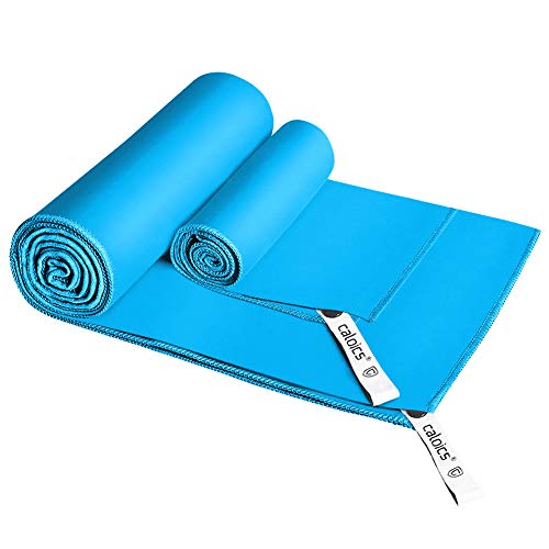 Preisvergleich Produktbild Caloics Mikrofaser Handtücher, leichtes, schnell trocknendes saugfähiges&Antibakterielles Deodorant Mikrofaser-Badetuch 130 x 80 cm und 60 x 38cm für Reisen,Bad und Sport