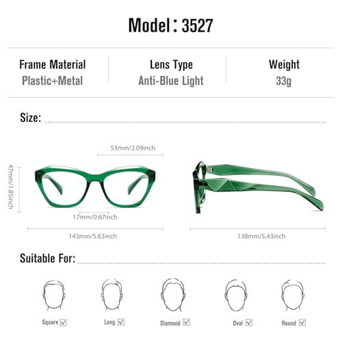 Image of kimorn Blue Light Blocking Glasses,Anti Eyestrain & UV Protection,Cat Eyes Frame Glasses for Women Men