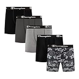Champion Men's Performance Boxer Brief-5 Pack- with Moisture-Wicking, Odor Control, Mesh Pouch & No Ride-Up Fit (S–XL)