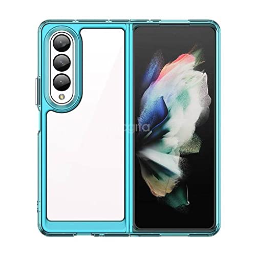 Coque Samsung Z Fold 4 5G Flod 3 silicone transparent antichoc bleu