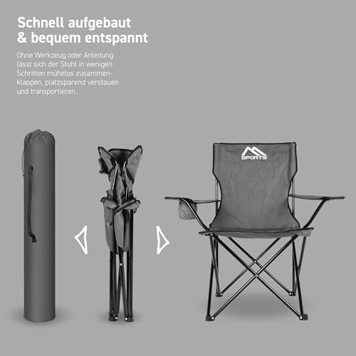 MSPORTS Campingstuhl Premium inkl. Tragetasche Anglerstuhl Faltstuhl - auswählbar als 2er Set - Klappstuhl mit Armlehne und Getränkehalter praktisch robust leicht Camping Stuhl – Bild 6