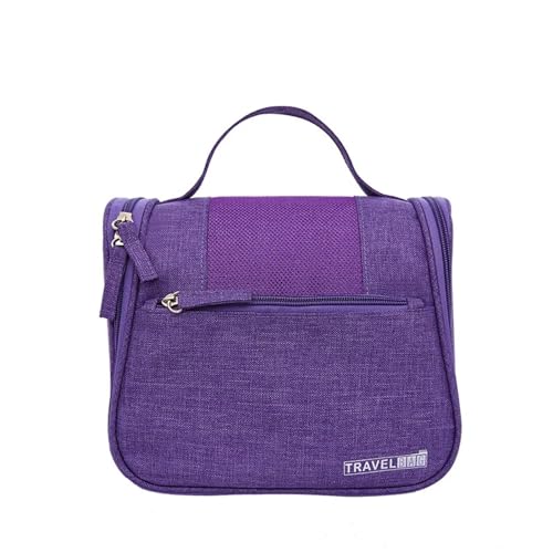 BJYCCAR Waterproof Cosmetic Storage Bag for Women Hanging Makeup Bag Polyester Travel Organizer Cosmetic Bag for Women Necessaries Make Up Case Wash Bag Foldable Travel Bag (Purple)