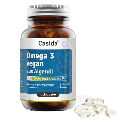 Omega 3 vegan aus Algenöl - Hochdosiert mit hochwertigem EPA und DHA (in Triglycerid-Form) - für Veganer, nachhaltig und vor Natur aus schadstoffarm 60 Kapseln - Aus der Apotheke
