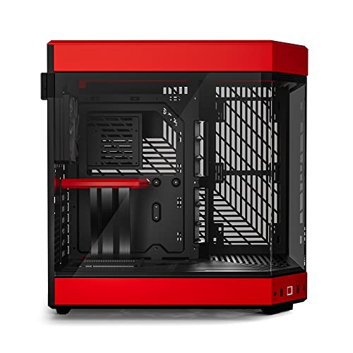Image of Hyte Y60 Modern Aesthetic Dual Chamber Panoramic Tempered Glass Mid-Tower ATX Computer Gaming Case with PCIE 4.0 Riser Cable Included, Red (CS-HYTE-Y60-BR)