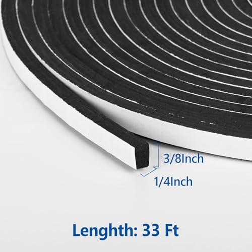 Image of Kikerike Self Adhesive Foam Tape Weatherstrip 3 /8In x 1 /4In x 33Ft High Density Foam Insulation Strips Seal Weather Stripping with Strong Adhesive for Door and Window Sound Isolation Soundproofing