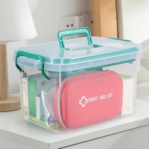 Image of Clear Plastic First Aid Kit Box, Storage Boxes Medical Supplies