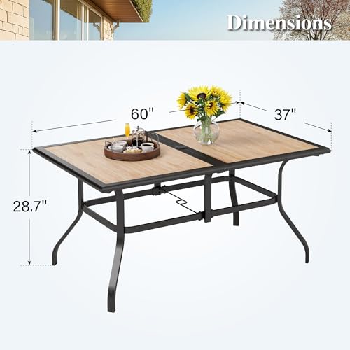 Image of HERA'S HOUSE Outdoor Dining Table for 6, Metal Table w /Umbrella Hole