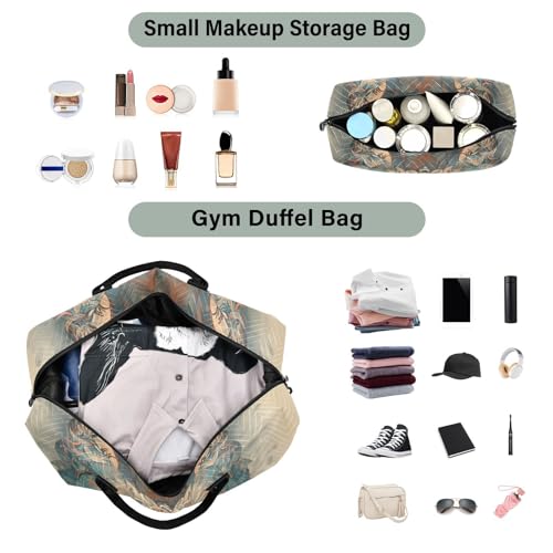 Large Travel Duffel Bag, Cool Wolf Head Boho Sports Tote Gym Bag, Shoulder Weekender Overnight Bag for Women Men, Carry On Luggage with Toiletry Bags4