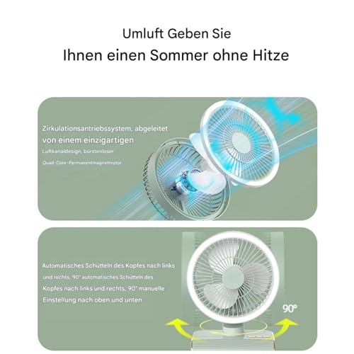 Image of 4000mAh High Speed ๐๐๐๐ก๐๐ซ๐ ๐๐๐๐ฅ๐ Table Fan for Home, ๐๐ฌ๐๐ข๐ฅ๐ฅ๐๐ญ๐ข๐ง๐ ๐๐๐ง with ๐๐๐ ๐๐ข๐ ๐ก๐ญ | ๐๐๐ ๐๐๐ซ๐ฌ๐จ๐ง๐๐ฅ Fan, ๐ ๐๐ฉ๐๐๐ (F1 - Green)