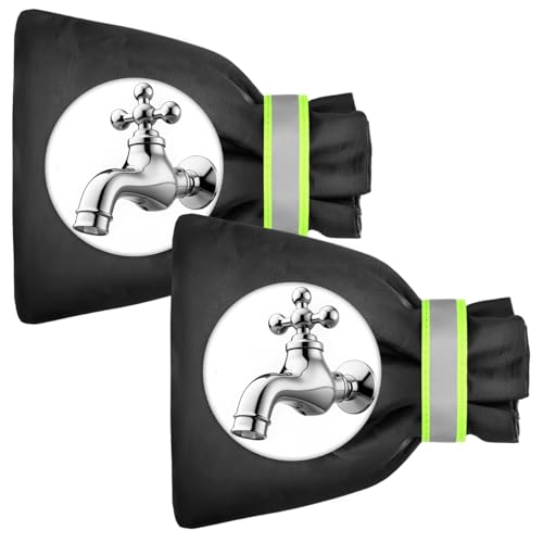 Outside Tap Covers 2Pcs Shield Your Outdoor Tap from Freezing and Bursting with Our Durable Insulated Tap Cover Featuring a Reflective Strip Waterproof Design and Thickened Thermal Jacket