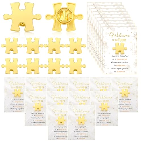 Hoteam 24 Sets New Employee Welcome to the Team Gift Sets Puzzle Piece Lapel Pins with Thank You...