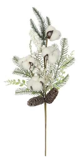 Weihnachtsdeko Ast 28 Künstlicher Tannenzweig mit Beeren Zapfen Eukalyptus Baumwolle...