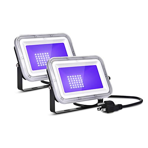 Image of 2 Pack 30W Purple Led Black Lights Flood Light with Plug(5ft Cable), IP66 Waterproof, for Blacklight Party, Stage Lighting, Aquarium, Body Paint, Fluorescent Poster, Neon Glow, (30W)