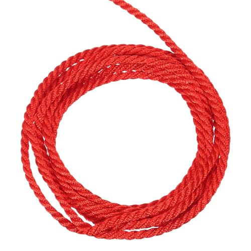 QUARKZMAN Corda Intrecciata in Poliestere 2.5mm 3 Strati Cordino Decorativo Ritorto Flessibile Brillante per Tenda Artigianato Regalo Borsa Decorazioni Natalizie, Rosso Brillante - 5ft