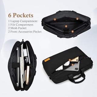 bagasin Borsa a Tracolla per PC, Borsa Messenger per Porta Laptop 17 17,3 Pollici, Custodia per PC Computer Portatile, Valigetta Tessuto Idrorepellente, Imbottita e Leggera
