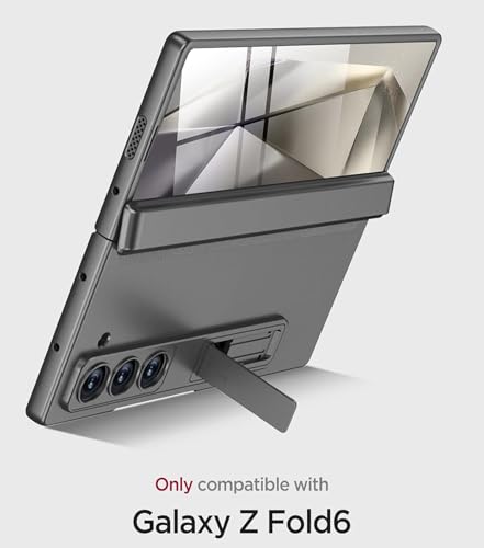 Image of Kapa Magnetic Hinge with Inbuilt Stand Case for Samsung Galaxy Z Fold 6 | Shockproof Stand Hybrid Bumper Back Cover (Grey)
