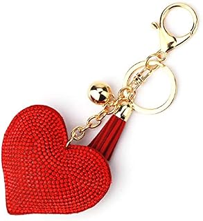 Seraphis Glitter Heart Keyring Red Crystal Rhinestone Love Keychain Charm Pendant Purse Bag Jewellry for Woman