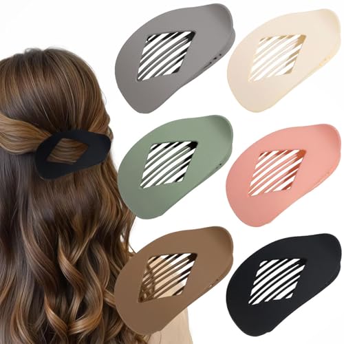 6 PCS Flat Hair Clips for Women, French Design Flat Hair Claw Clips, Strong Hold Matte Hair Barrettes for Women Thin Hair, Duck Billed Hair Clips for Daily Styling Christmas Gifts(Multicolor)