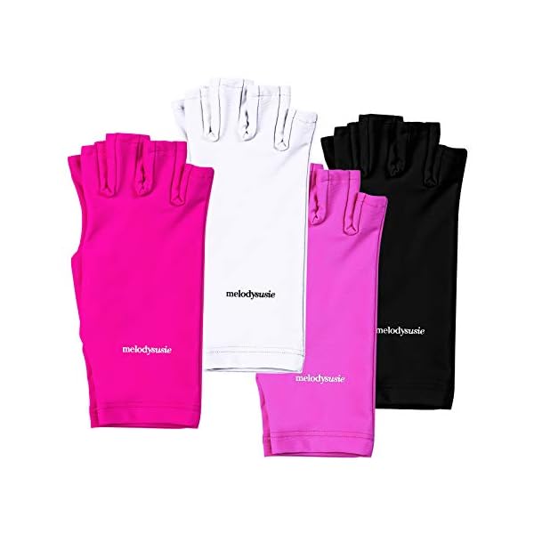MelodySusie-Protection-UV-Glove-for-Nail-Lamp-Professional-UPF50-Gel-Manicure-Gloves-Nail-Art-Skin-Care-Fingerless-Anti-UV-Sun-Glove-Protect-Hands-from-UV-HarmWhite MelodySusie Protection UV Glove for Nail Lamp, Professional UPF50+ Gel Manicure Gloves, Nail Art Skin Care Fingerless Anti UV Sun Glove Protect Hands from UV Harm(White)