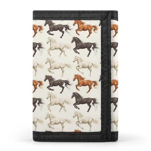 Retro Horse Print Wallet for Men, 8 Credit Card Holder Slim Minimalist Front Pocket Small Mens Bifold Wallets