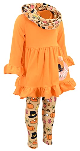 Image of Unique Baby Girls Kids Toddler 3pc Outfit Set Long Sleeve Cotton Blend Tunic Top Leggings and Scarf