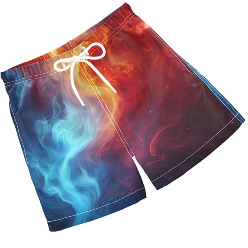 Pigsaly Boys Swim Trunks Flame Fire Sparkle Red Boys Board Shorts Swimsuit Swimwear Summer Bathing Suit XS