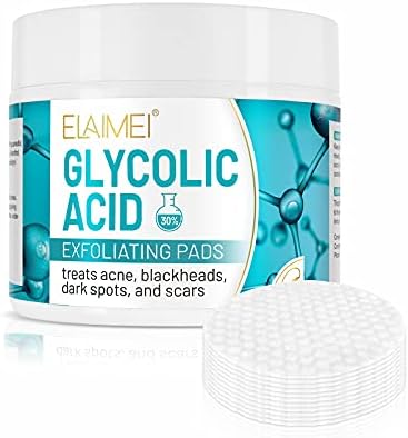 30% Glycolic Acid Pads Wipes for Skin Care Exfoliating Cleansing, Face Pore Cleaner Minimizer Acne Treatment, Chemical Peel Solution for Dark Spots, Breakouts, Scars, Reduce Wrinkle Fine Line, 50 Pads