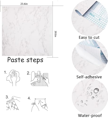 Papier peint effet marbre blanc de qualité supérieure pour meuble