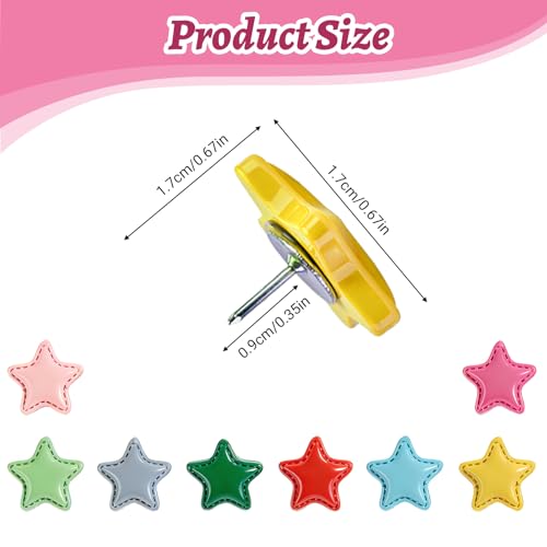 Image of 25 Pcs Decorative Thumb Tacks, Cute Decorative Push Pins for Wall Bulletin Board & Cork Board, Resin Star Push Pins for Office Home School-8 Colors (Colorful Star)