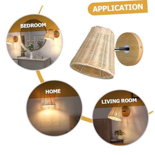 Aplique de Pared de Ratán E27 de 220v Compacto para Salón y Dormitorios 4
