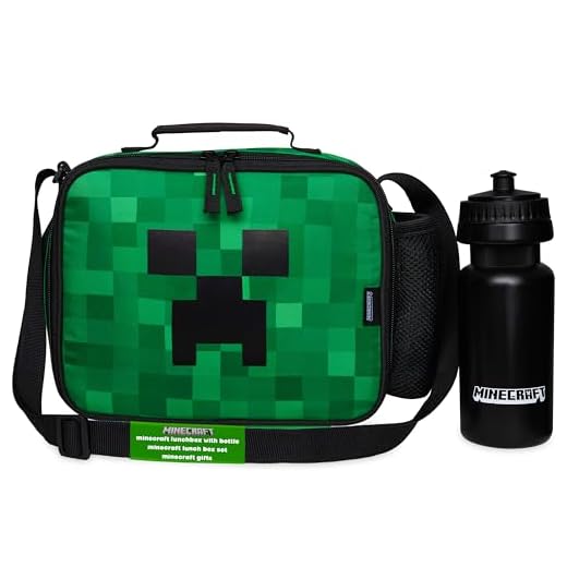 Minecraft Bolsa Termica Porta Alimentos para Niños Bolsa Almuerzo Infantil para Escuela o Viajes Regalo Gamer (Verde)
