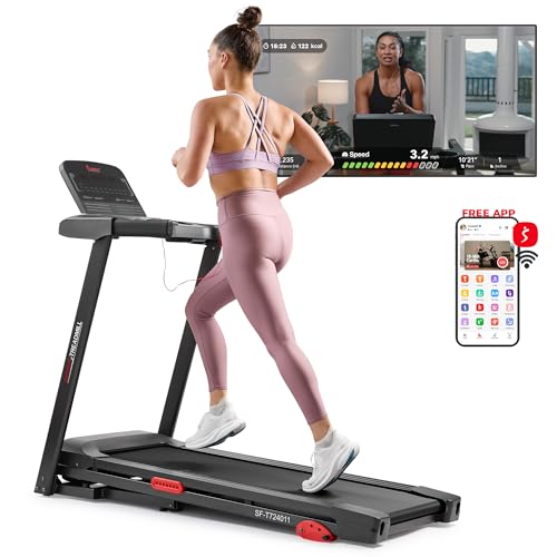 Image of Sunny Health & Fitness Smart Wi-Fi Treadmill w /Shock Absorption | 16 inch Running Surface, Shock Absorbing Deck, Screen Display, Wi-Fi Integration, SunnyFit App, Home Fitness Cardio