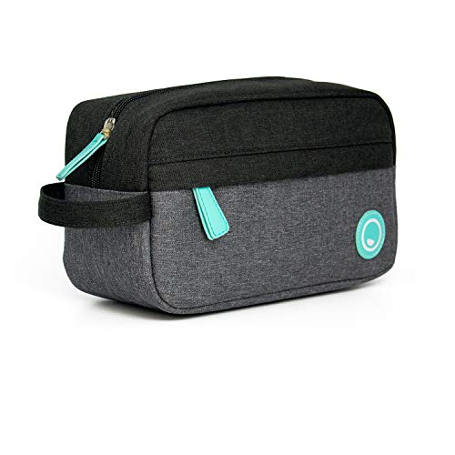 Preisvergleich Produktbild happybrush Kulturbeutel / Vegane Unisex Kulturtasche Herren & Damen / Recycling Kosmetiktasche Männer & Frauen für Koffer & Handgepäck / Waschtasche Reise-Tasche ohne PVC Grau