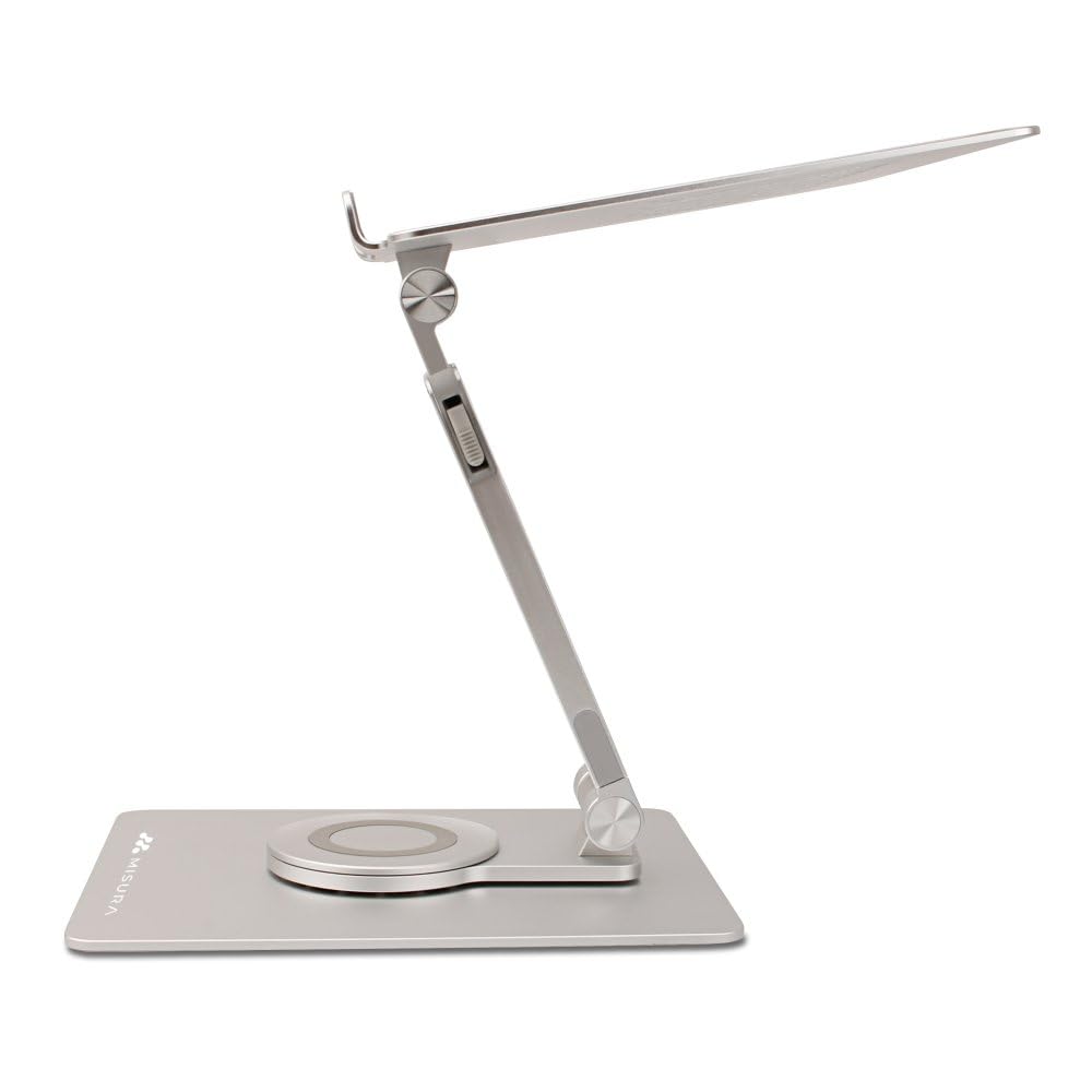 MISURA | Soporte Ergonómico para Portátiles, Enteramente Plegable, Antideslizante, Giratorio, Muy Ajustable, Ideal para Meetings | ME20-SILVER