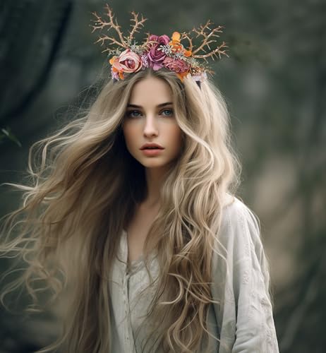 Image of Vivivalue Handmade Adjustable Flower Wreath Headband Halo Floral Crown Garland Headpiece Wedding Festival Party