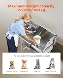 VEVOR Hundewaschstation aus Edelstahl, 870x488x1025 mm Tierpflegewanne mit Ablagetreppe, Wasserhahn, Duschkopf & Seifenhalter, Hundebadewanne, für mittelgroße & kleine Haustiere (rechte Tür)