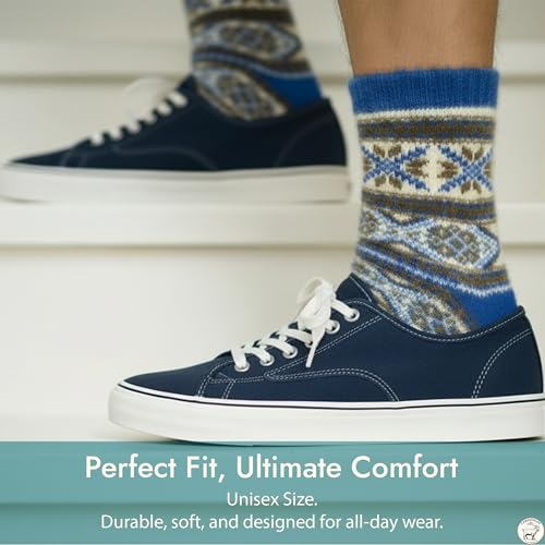 Image of Angora Wool Socks - Machine Washable Dry-Foot Fuzzy Warm Breathable Soft Unisex Indoor /Outdoor Socks for Women and Men