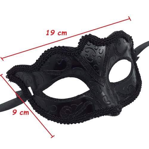 Kit Máscara Fantasia Festa Baile Gala Masculino Feminino Preto