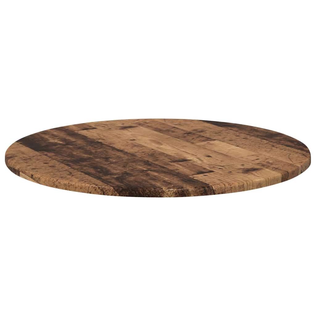 Runde Tischplatte Altholz 60 x 60 x 1,5 cm aus Holzwerkstoff für Außenbereich, minimalistisches Design für Terrasse und Garten, wetterfeste stabile Platte mit eleganter