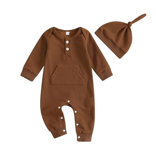 Image of Kuriozud Newborn Infant Unisex Baby Boy Girl Clothes Button Romper Jumpsuit Basic One Piece Outfits