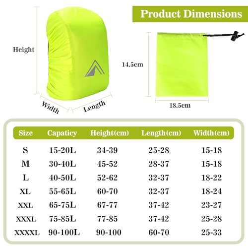 PINEPAN Housse de protection pour sac à dos avec bandes réfléchissantes, sangle croisée antidérapante, housse de sac à dos imperméable, sac de rangement pour la randonnée, le camping, le vélo, les – vue 5