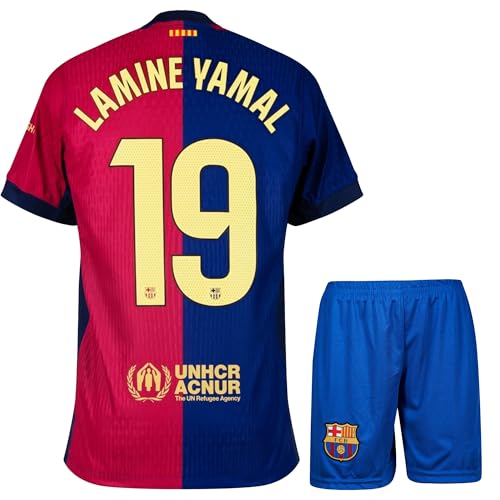IHIMI Lamine Yamal Barcelona #19 - Camiseta de fútbol para niños, color azul 2024, nueva temporada, camiseta deportiva, camiseta de entrenamiento de fútbol, para niños, vienen con pantalones cortos de