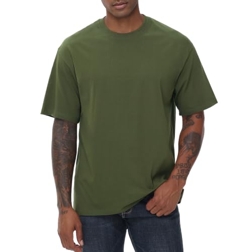 Image of KEEPSHOWING Mens Oversized Short Sleeve T-Shirts Cotton Loose Fit Tees
