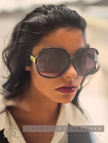 SA106 Womens Extra Oversized Round Designer Fashion Butterfly Sunglasses Black3