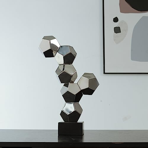 Youfine 16.1'' Modern Creative Stainless Steel Geometric Sculpture Abstract Statues For Home Decor Home Decor Desktop Decoration Hotel Decoration #TOP5
