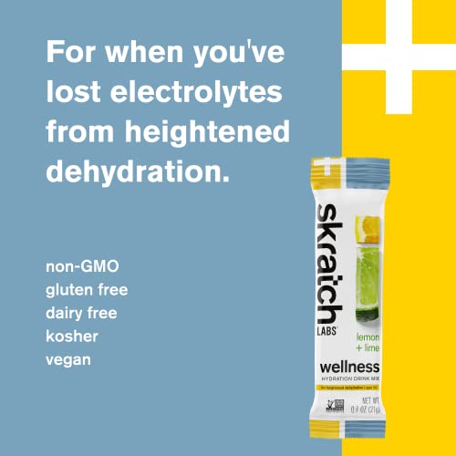 Skratch Labs Wellness Hydration Powder Packets | Electrolytes Packets For Exercise, Endurance, And Performance | Lemon + Lime | 8 Packets | Non-Gmo, Vegan, Kosher #TOP1