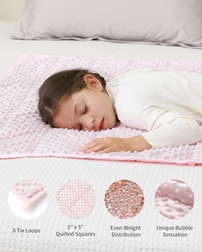 Image of Mr. Sandman Weighted Blanket 3LBS 36 x 48 Inches, Minky Dots Heavy Blanket with Glass Beads, Soft and Cooling for School and Home, Pink