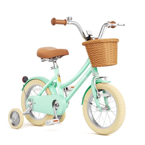 67i Girls Cruiser Bike 12-20 Inch Dual Suspension Comfort Bike with Basket & Reflective Film - Adjustable Seat & Handlebar for Ages 3-12 (Green, 12...