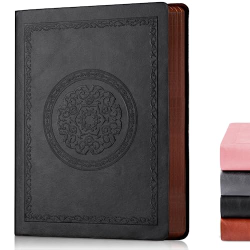 Leather Vintage Journal Notebook,300 Pages Softcover Leather Lined Journal Notebook For Women Men,300 Pages Notebook For Travel,Business,Work,Office,School Note Taking,5.7'' X 8.3'',Black #TOP24
