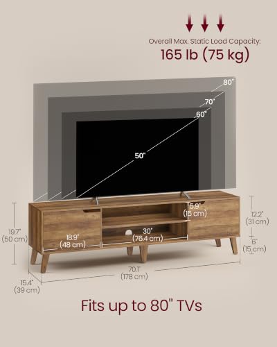 Image of VASAGLE TV Stand for 80 inch TV, Entertainment Center with Adjustable Shelf